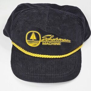Vintage Schurman Hat Cap Snap Back Corduroy Promo Embroidered Mens‎ 80s